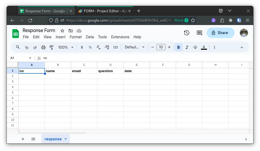 Spreadsheet Header