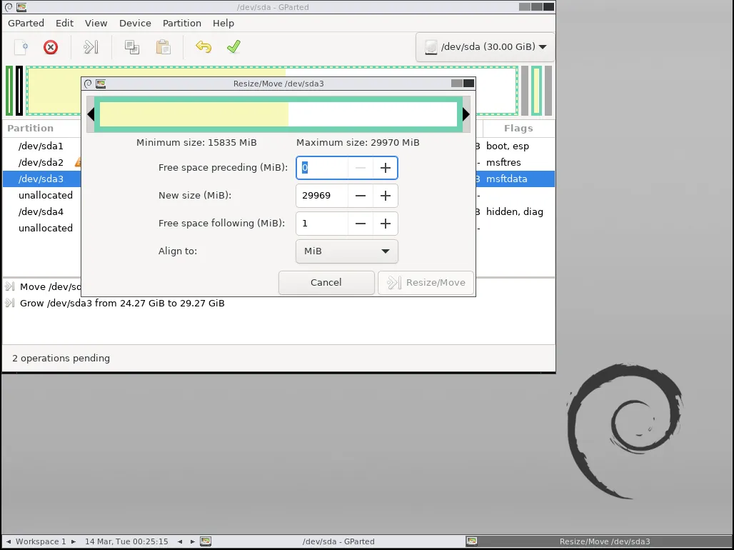 Extend C partition