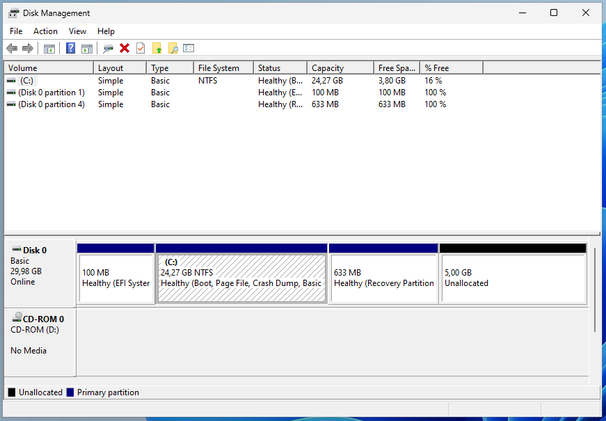 Unallocated Partition on Disk Management